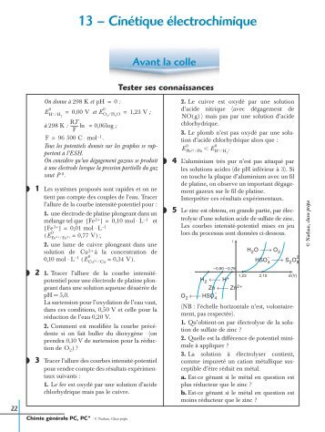 13 – Cinétique électrochimique - Classe Prépa scientifique