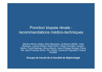 Ponction biopsie rénale - Société de néphrologie