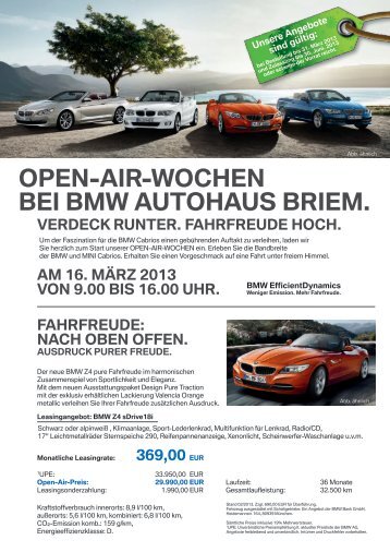 OPEN-AIR-WOCHEN BEI BMW AUTOHAUS BRIEM.