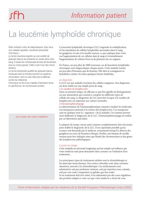 La leucémie lymphoïde chronique