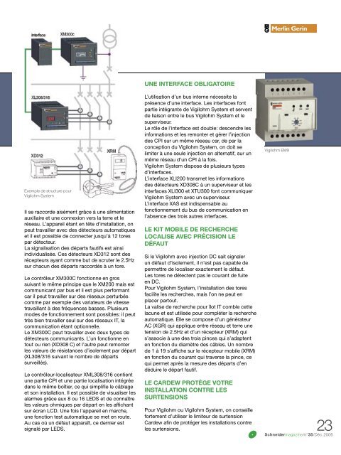 Vigilohm et Vigilohm System garantissent la surveillance de l ...