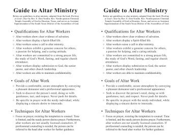 Guide to Altar Ministry Guide to Altar Ministry - AG Web Services