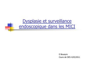 Dysplasie et surveillance endoscopique dans les MICI - Hepato Web