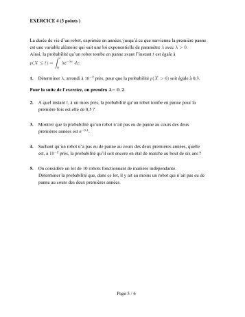 Loi exponentielle - Maths-france.fr