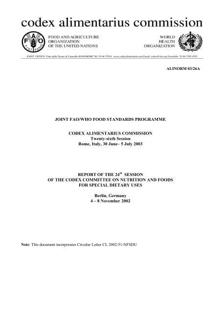 Joint Faowho Food Standards Programme Codex