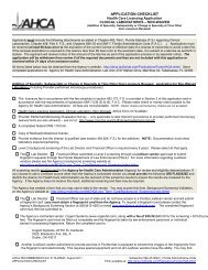 APPLICATION CHECKLIST - Agency for Health Care Administration ...