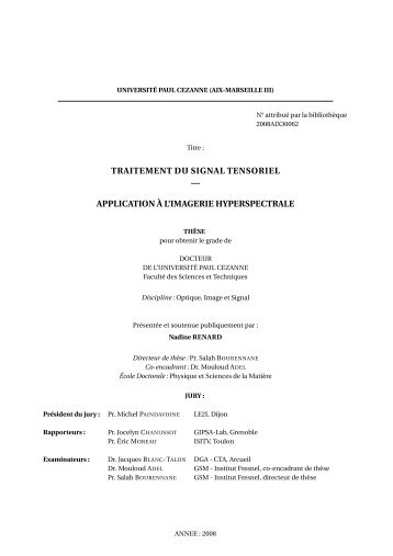 application à l'imagerie hyperspectrale - Institut Fresnel