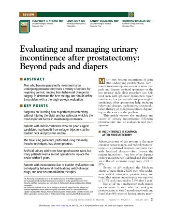 Evaluating and managing urinary incontinence after ... - Urology West
