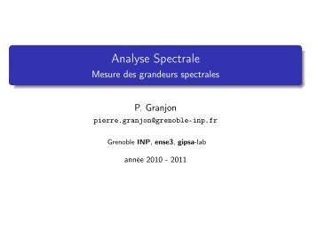Analyse Spectrale - Mesure des grandeurs spectrales