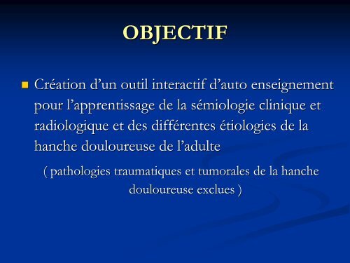 semiologie clinique et radiologique de la hanche douloureuse