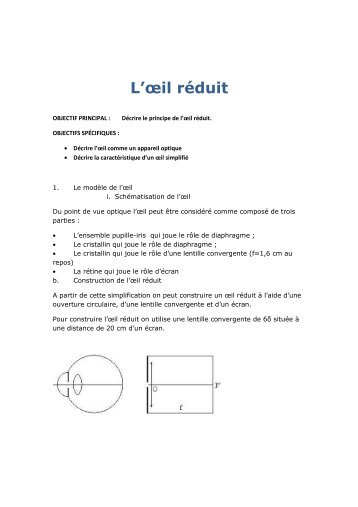 COURS D'OPTIQUE DE BASE ET DE LUNETTERIE 2011