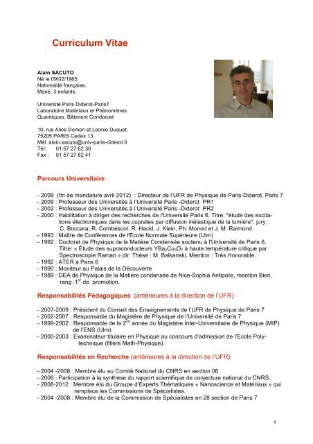 Curriculum Vitae - APC - Université Paris Diderot-Paris 7