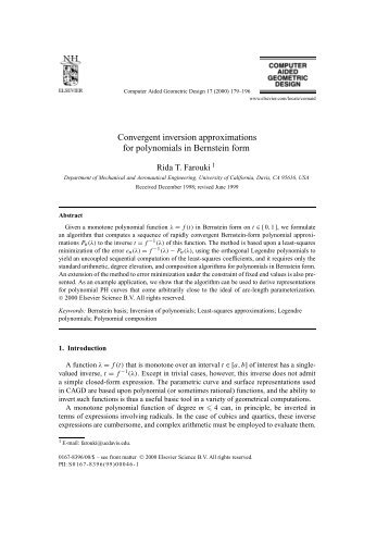 Convergent inversion approximations for polynomials in Bernstein ...