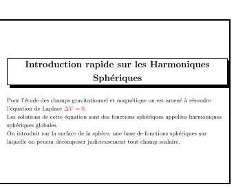 Introduction rapide sur les Harmoniques Sphériques