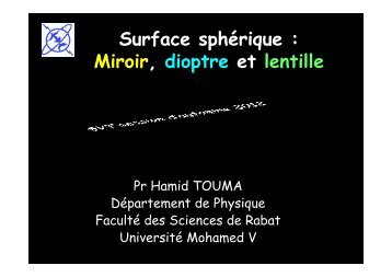 Surface sphérique - Faculté des Sciences Rabat