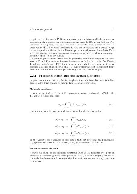 Méthodes spectrales pour une analyse en fatigue des structures ...