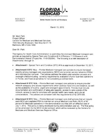 Letter to CMS - Medicaid Managed Care Policies - Agency for ...