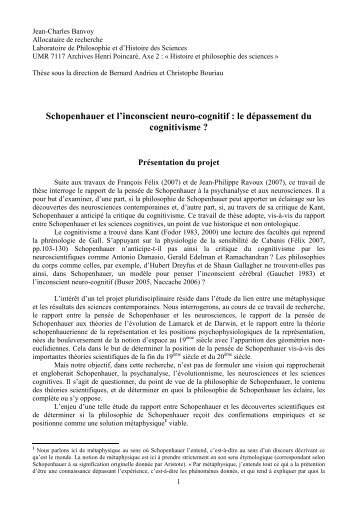 Projet de thèse - Archives Henri Poincaré