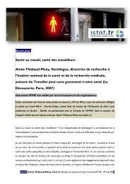 Santé au travail, santé des travailleurs Annie Thébaud-Mony ...