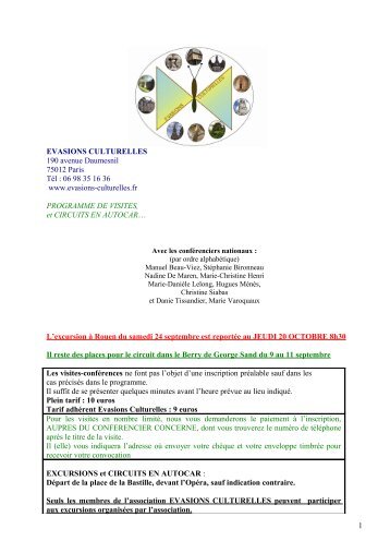 programme 3eme trimestre 2011.pdf - Evasions Culturelles