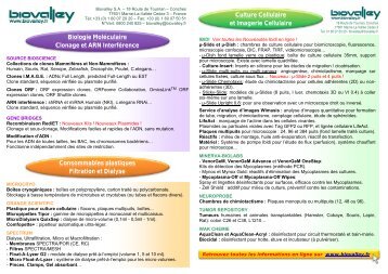 Biologie Moléculaire Clonage et ARN Interférence ... - Biovalley.fr