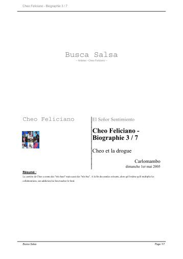 Cheo Feliciano - Biographie 3 / 7 - Busca Salsa