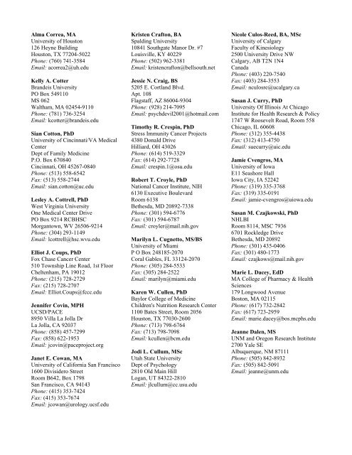 Attendee Directory - Society of Behavioral Medicine