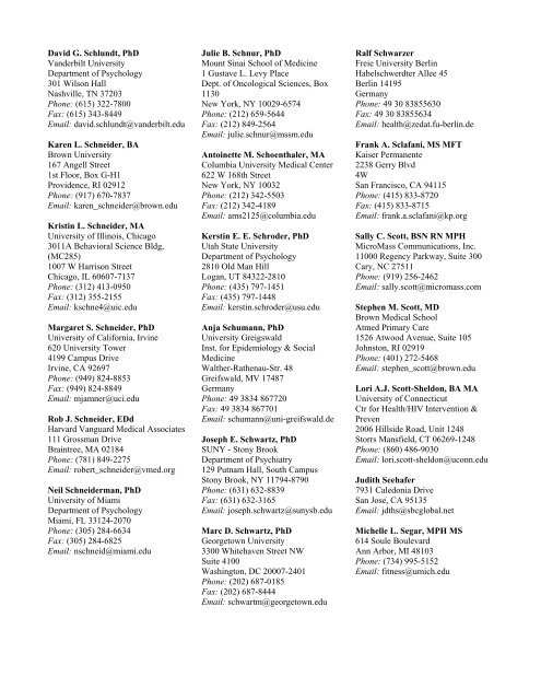 Attendee Directory - Society of Behavioral Medicine