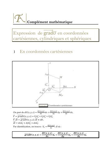 Expressions du gradient _cartésien, cylindrique, sphérique