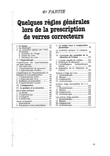 Règles générales lors de la prescription des verres correcteurs