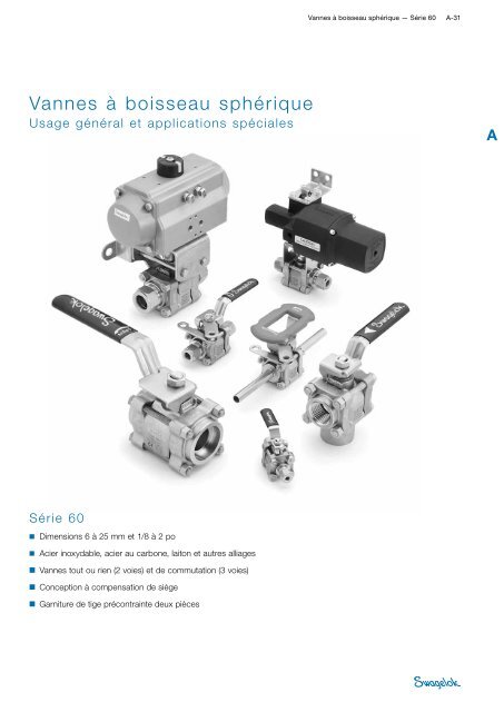 Vannes à boisseau sphérique usage général et ... - Swagelok