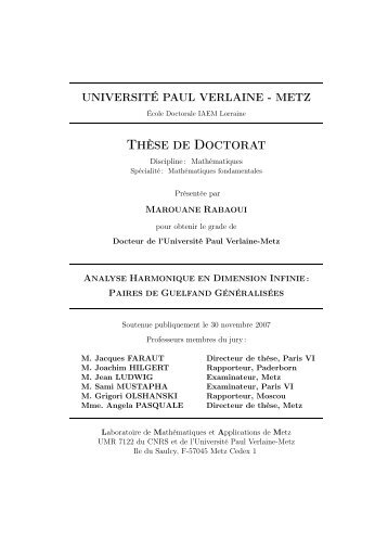 UNIVERSITÉ PAUL VERLAINE - METZ THÈSE DE DOCTORAT