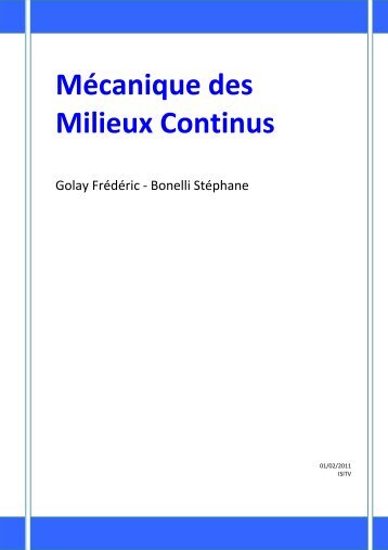 Mécanique des Milieux Continus - Frédéric GOLAY