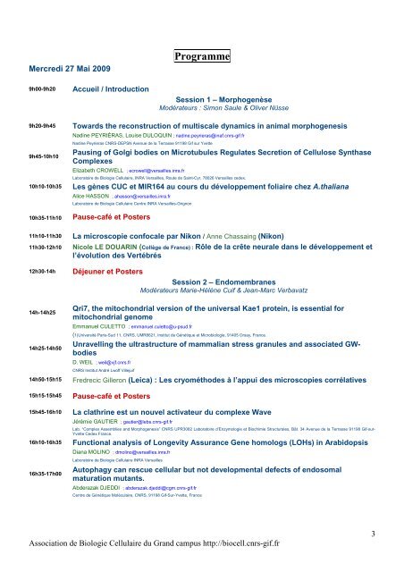 Dynamique Cellulaire - Développement - Association de Biologie ...