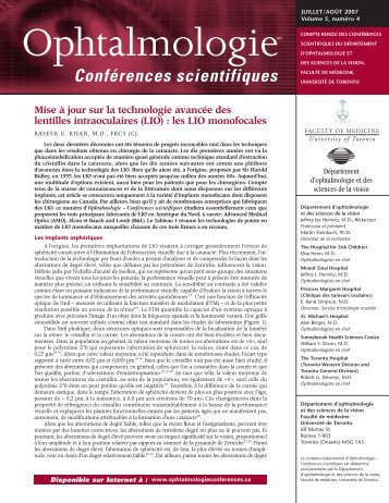 les LIO monofocales - Ophtalmologie - Conférences Scientifiques