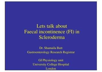 Dr Shaimala Butt - Incontinence - The Centre for Rheumatology at ...