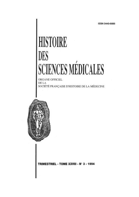 histoire sciences médicales - Bibliothèque interuniversitaire de ...