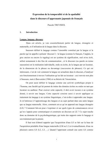 Expression de la temporalité et de la spatialité dans le ... - UMR 7023