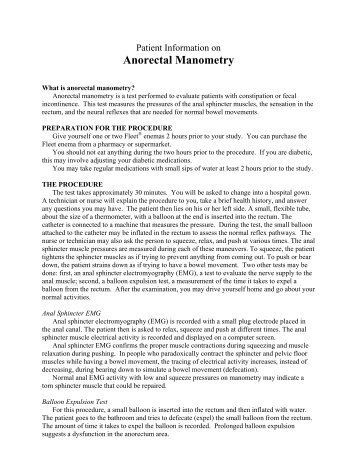 Anorectal Manometry - Patient Information