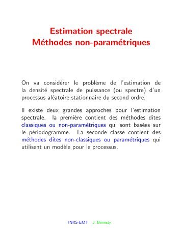 Estimation spectrale Méthodes non-paramétriques