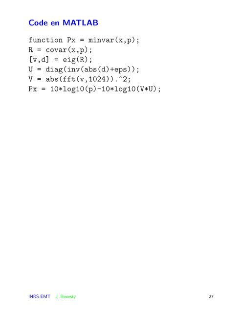 Estimation spectrale Méthodes non-paramétriques