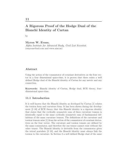 11 A Rigorous Proof of the Hodge Dual of the Bianchi Identity of ...