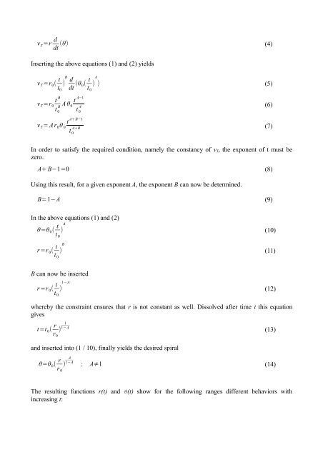 Determination of spiral orbits with constant tangential velocity - English