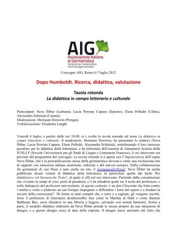 La didattica in campo letterario - Associazione Italiana di Germanistica