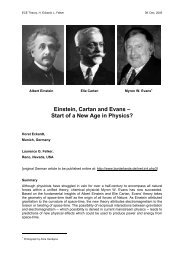 Einstein, Cartan and Evans – Start of a New Age in Physics?