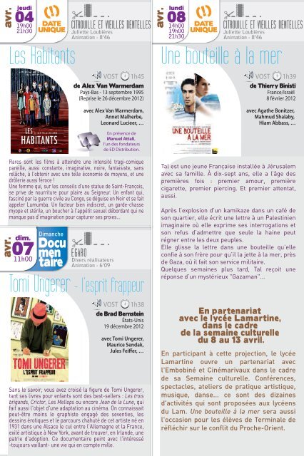 Programme de l'Embobiné mars et avril 2013 (pdf - 2,08 Mo) - Mâcon