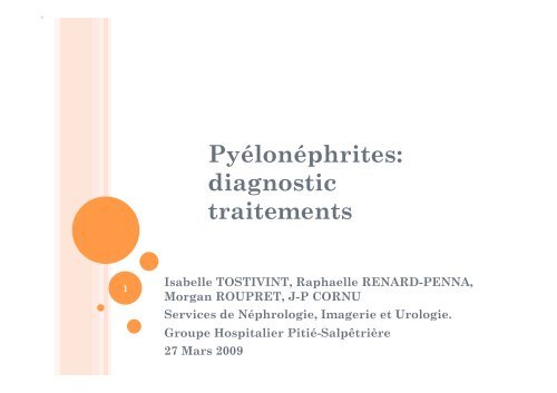 Pyélonéphrites : diagnostic et traitement