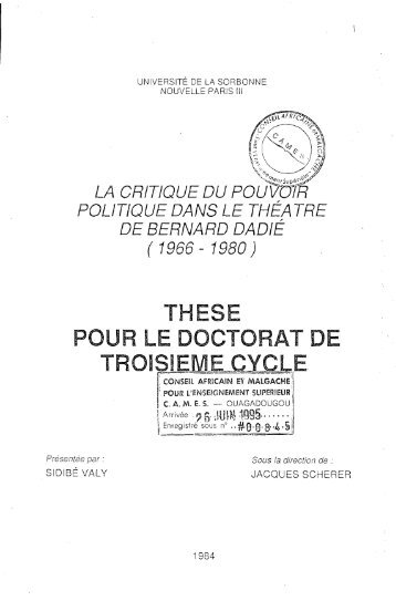 ( 1966 - 1980) these pour le doctorat de troisieme" cycle