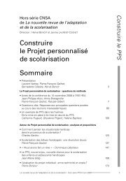 Construire le Projet personnalisé de scolarisation Sommaire - Cnsa