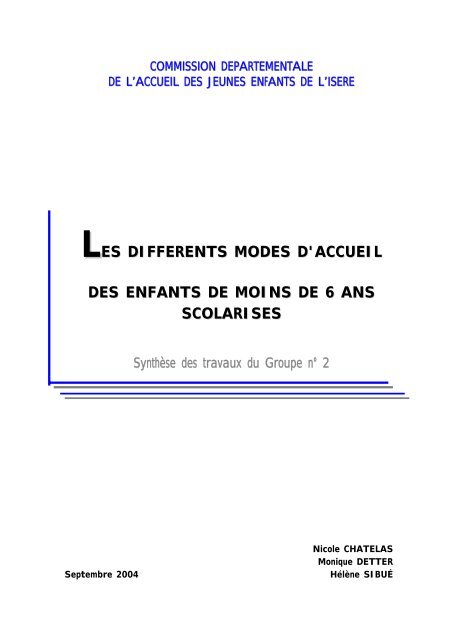 les differents modes d'accueil des enfants de moins de 6 ans ...